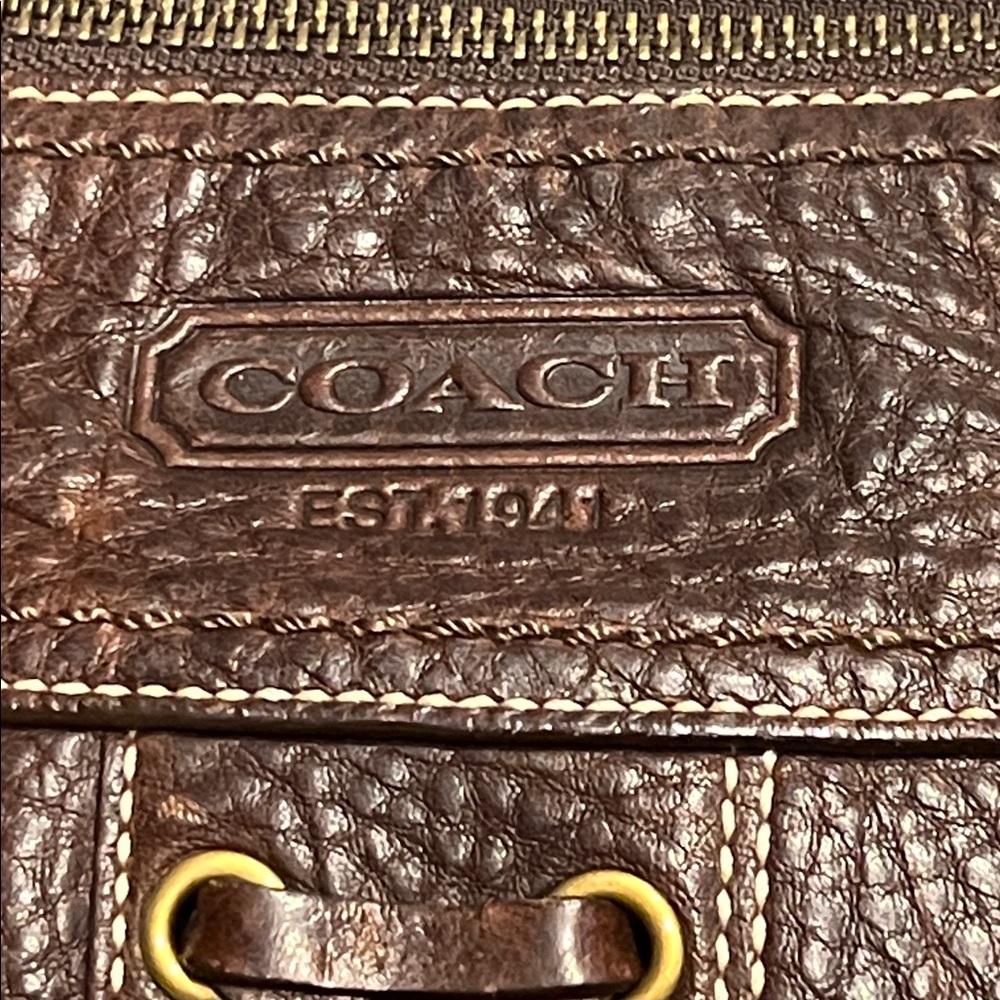 Coach Chelsea Laced Brown Pebbled Leather Duffle Shoulder Bag VINTAGE - Picture 14 of 16